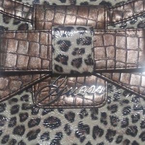 Guess Leapord Leather Print Handbag